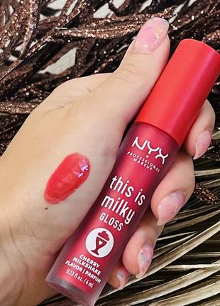 Оригінал блиск для губ nyx professional makeup this is milky gloss lip gloss cherry milkshake оригинал блеск для губ1 фото