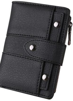 Forever young новий добротний дуже місткий чоловічий короткий чорний гаманець матовий