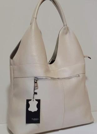 Хіт сезону! жіноча сумка -баул з натуральної шкіри молочний беж8 фото
