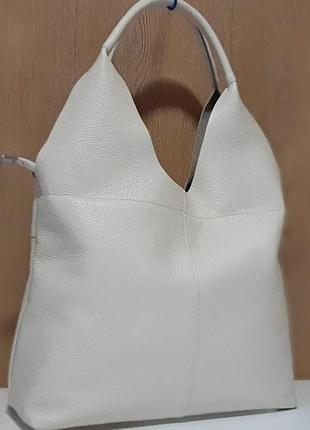 Хит сезона! женская сумка -баул из натуральной кожи молочный беж