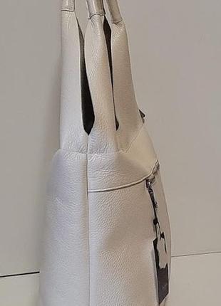 Хіт сезону! жіноча сумка -баул з натуральної шкіри молочний беж7 фото