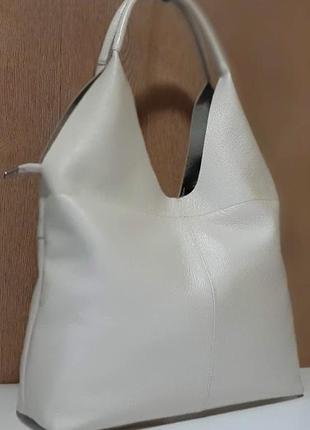 Хіт сезону! жіноча сумка -баул з натуральної шкіри молочний беж2 фото