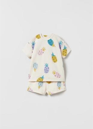 Комплект в фруктовый принт zara костюм зара набор футболка и шорты