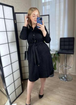 Вельветове плаття-сорочка міді на ґудзиках із поясом синє фіолетове коричневе бузкове електрик чорного баталу великого розміру