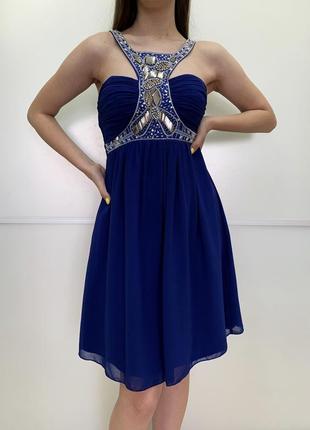 Распродажа! коктейльное синее платье krisp5 фото