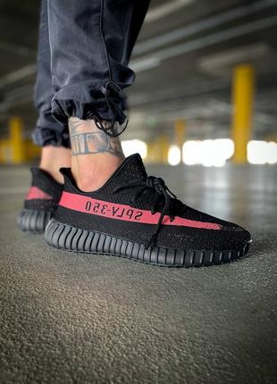 Мужские кроссовки adidas yeezy boost 350 v2 'black/red'#адидас6 фото