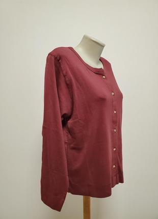 Красивая брендовая трикотажная коттоновая блузка на пуговицах цвет бургунди4 фото