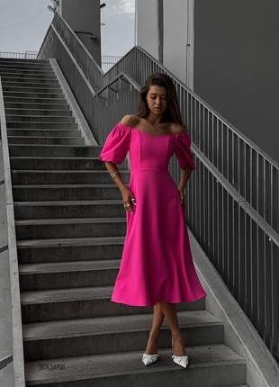 Сукня міді базова чорна біла бежева червона рожева блакитна нарядна класична