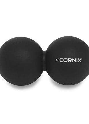 Масажний м'яч cornix lacrosse duoball 6.3 x 12.6 см xr-0113 black poland1 фото