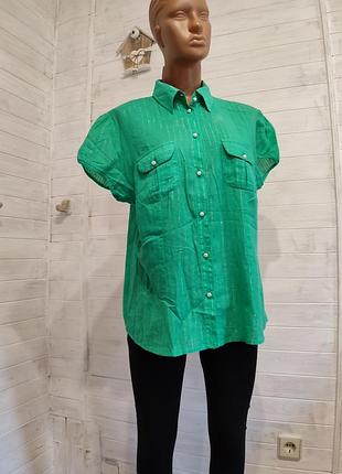 Шикарная блузка,рубашка с 2 кармашками,серебрянная нитка