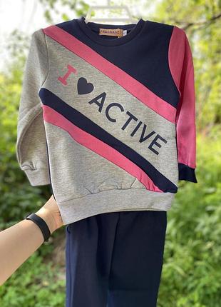 Спортивний утеплений костюм-двійка для дівчаток, f&d, 6-12 років