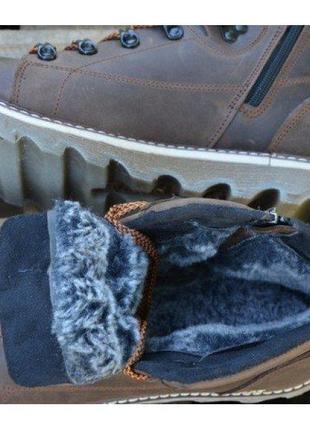 Ботинки кожаные зимние cat expensive коричневые4 фото