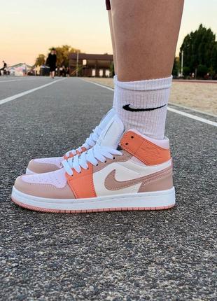 Кросівки nike air jordan 1 retro high orange white beige4 фото