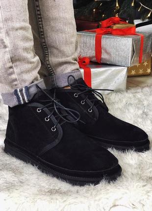 ❄️ugg neumel black❄️чоловічі зимні/зимові уги/угі чорні ботинки з хутром зима угги