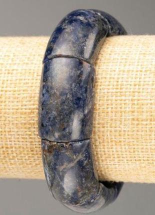 Браслет на резинці натуральний камінь лазурит прямокутні ланки d-19х28мм+- l- 18 см+-