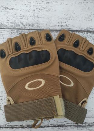 Тактичні рукавички oakley безпалі з кісточками розмір xl колір пісок