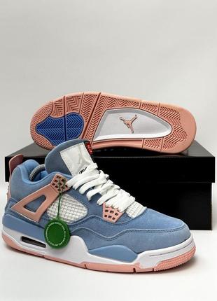 Женские кроссовки nike air jordan retro 4 blue