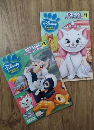 Набор раскрасок original Ausa disney animal friends животные котик, слоник, зайка, бемби для девочки