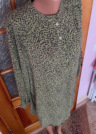 Сукна сорочка h&amp;m оливкова на долгий рукав платье рубашка в принт3 фото