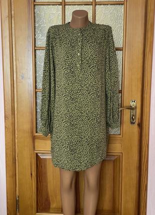 Сукна сорочка h&amp;m оливкова на долгий рукав платье рубашка в принт7 фото