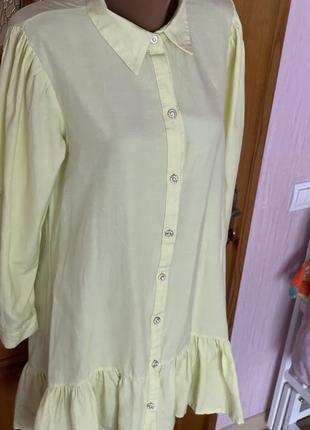 Сукня рубашка лимонного кольору плаття рубашка жіноча платье женское с воланом4 фото