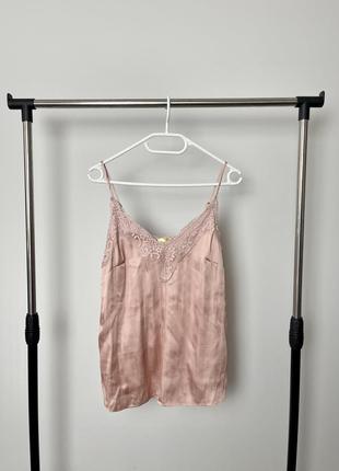 Маєчка на тонких бретелях з мереживними вставками для дому та сну h&m