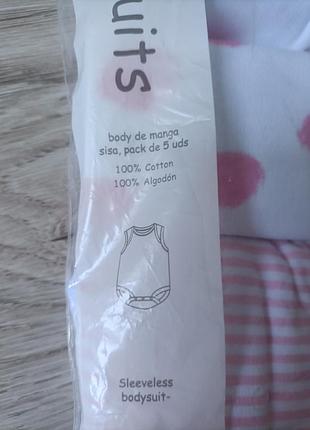 Dunnes by primark набор из 3х боди в розово - белой гамме. bio cotton