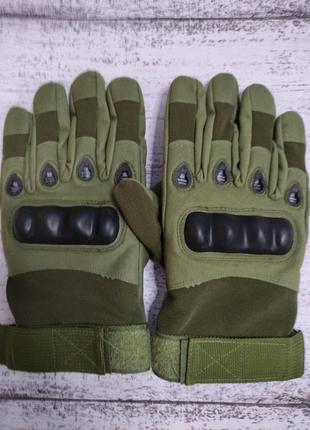 Тактичні рукавички oakley зимові утеплені з хутром повнопалі колір олива розмір l