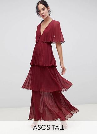 Ярусное платье макси с легкими складками asos design