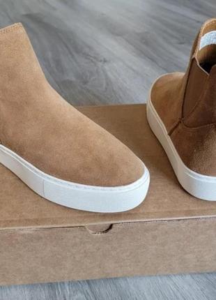 Жіночі коричневі замшеві челсі ugg черевики на високій підошві