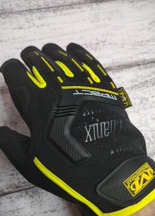 Тактичні рукавички mechanix m-pact impact колір чорний з жовтими вставками розмір xl