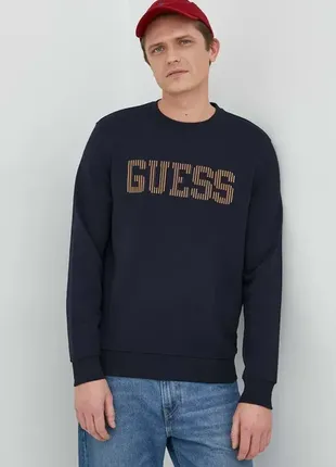 Кофта guess мужская цвет синий с принтом