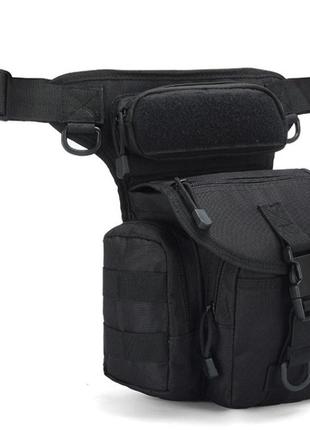 Сумка тактична поясна стегнова tactical pro 4 літри колір чорний об'єм