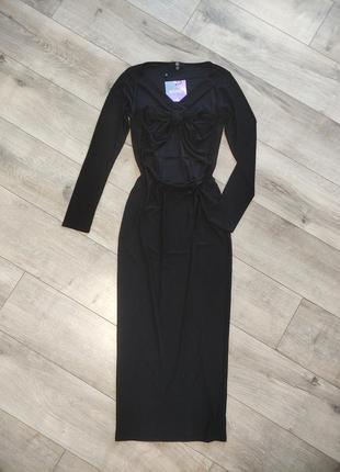 Платье длинное черное missguided
