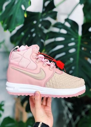 Жіночі стильні рожеві кросівки найк💞nike lunar force pink beige💞осінь, весна. високі, жіночі кросівки високі осінь - весна