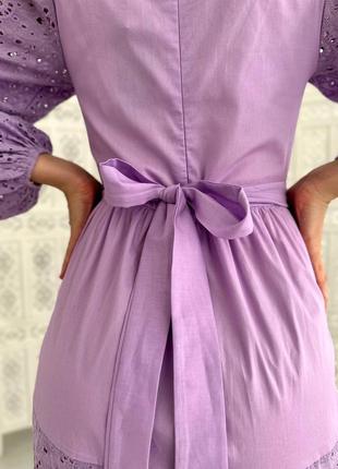 Женское летнее легкое элегантное лавандовое фиолетовое длинное платье в дизайне тренд 20235 фото