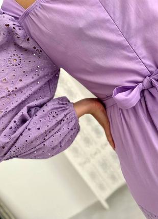 Женское летнее легкое элегантное лавандовое фиолетовое длинное платье в дизайне тренд 20234 фото
