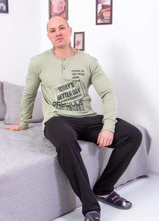 Хлопковая легкая пижама качественная джемпер и штаны, комплект для дома и сна мужской, хлопковая пищалка мужская джемпер и брюки1 фото