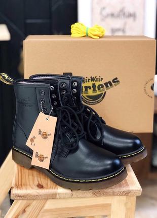 Жіночі зимові/зимні чорні ботинки мартінс з хутром dr martens 1460 black женские зима