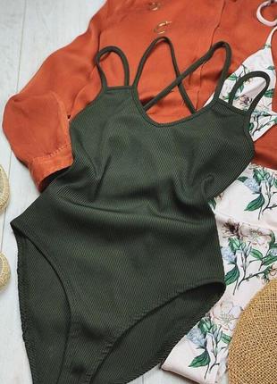 Боді, комбідрес в рубчик, хакі, 38