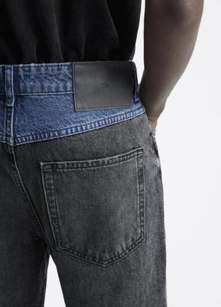Дуже круті чоловічі джинси straight fit у стилі печворк від zara. можна на підлітка3 фото