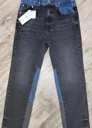 Дуже круті чоловічі джинси straight fit у стилі печворк від zara. можна на підлітка2 фото