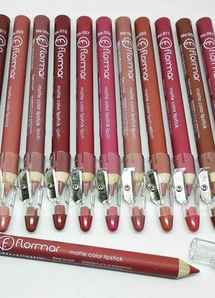 Набор карандашей для губ flormar matte color lipstick (12 шт)5 фото