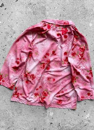 Saix vintage women's pink floral printed 49 lightweight blouse top винтажная, женская блуза, топ7 фото