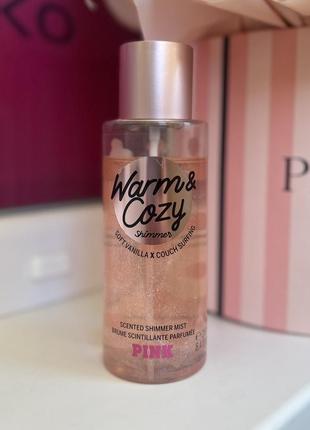 Розпив спрею для тіла та волосся victoria’s secret pink warm & cozy з шимером