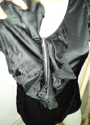 Розпродаж 2+1   елегантна шовкова блуза короткій рукав чорна атлас  hallhuber donna2 фото