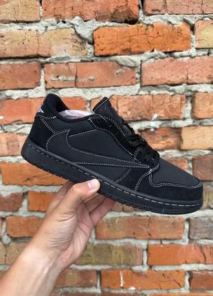 🖤nike air jordan 1 retro low x travis scott black🖤 кроссовки мужские черные найк джордан, кроссовки мужское черное джордан 11 фото