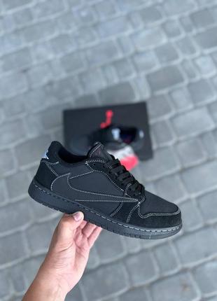 🖤nike air jordan 1 retro low x travis scott black🖤 кроссовки мужские черные найк джордан, кроссовки мужское черное джордан 12 фото