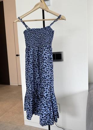 Плаття довге синє леопардовий принт м хл маломірить h&m
