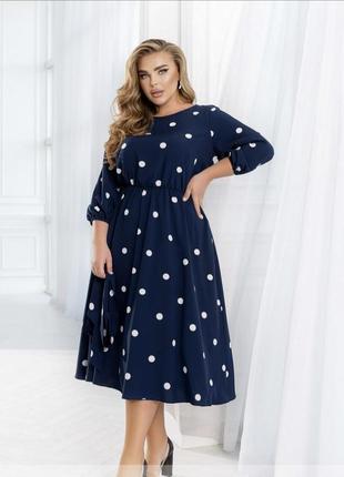 Женственное платье миди в гороховый принт, разные цвета